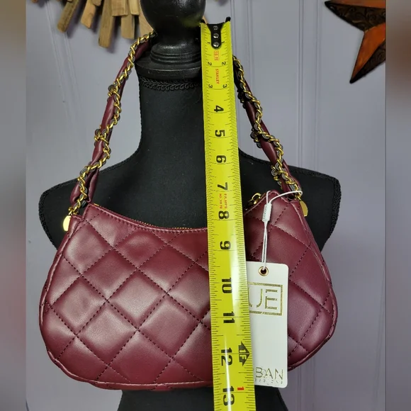 Urban expressions quilted shoulder bag gold tone metal-wine - Picture 2 of 12